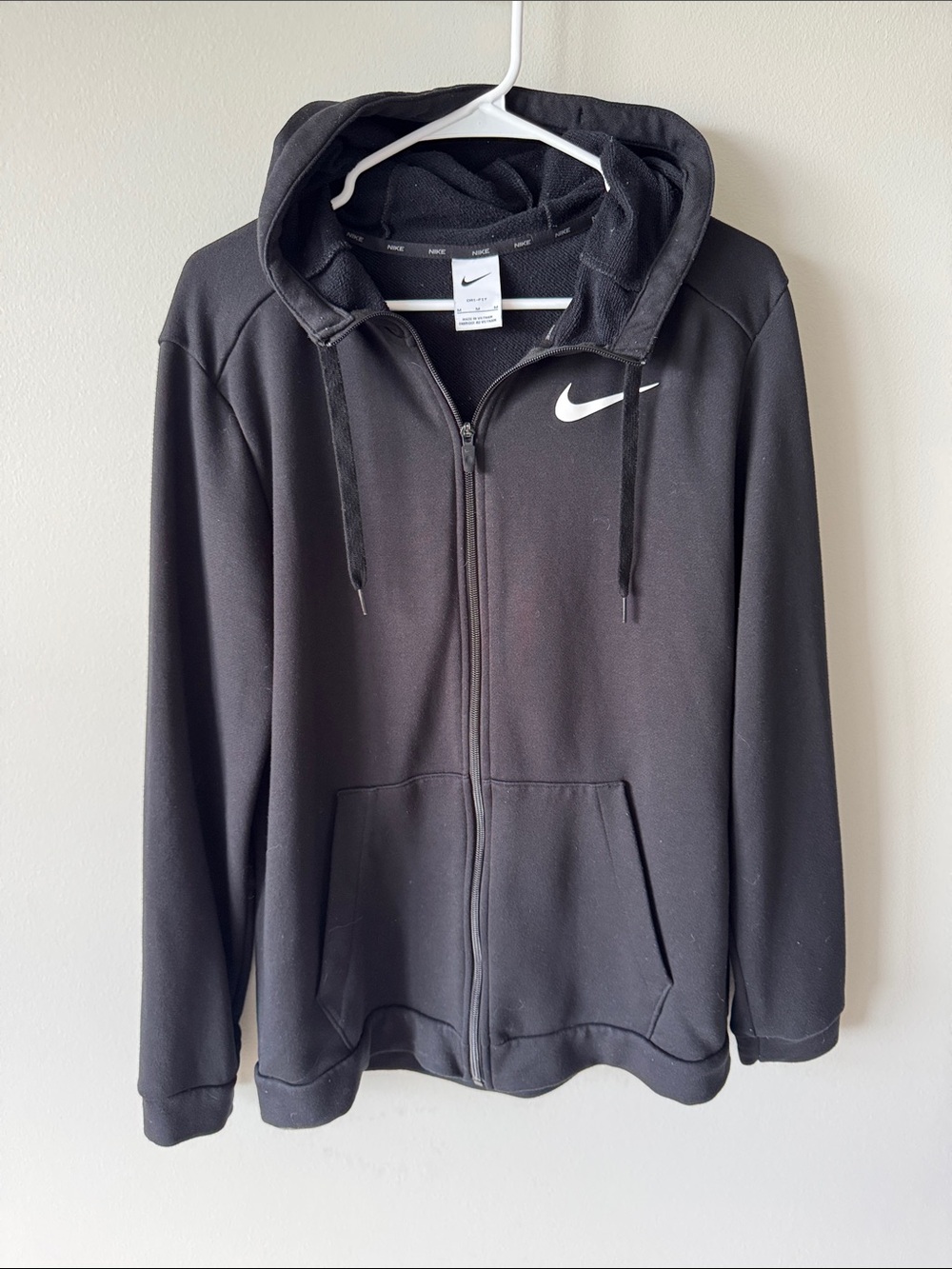Nike Black Full-Zip Hoodie with White Swoosh